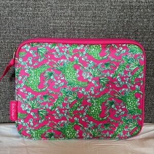 Lilly Pulitzer Alligator Ipad Tablet Sleeve‎ Zip Cover Case Pink Green 10x8 Tech